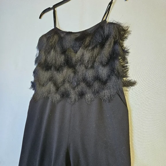 BCBG MazAzria Brianne Eyelash Fringe Jumpsuit Black Size Small - Picture 11 of 16